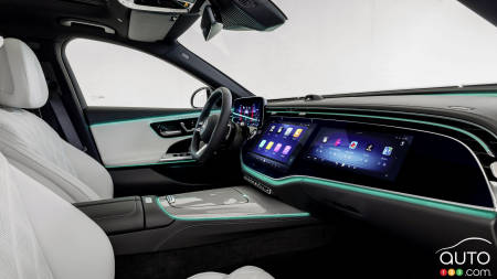 Interior of a 2024 Mercedes-Benz model, with the new 'Superscreen'